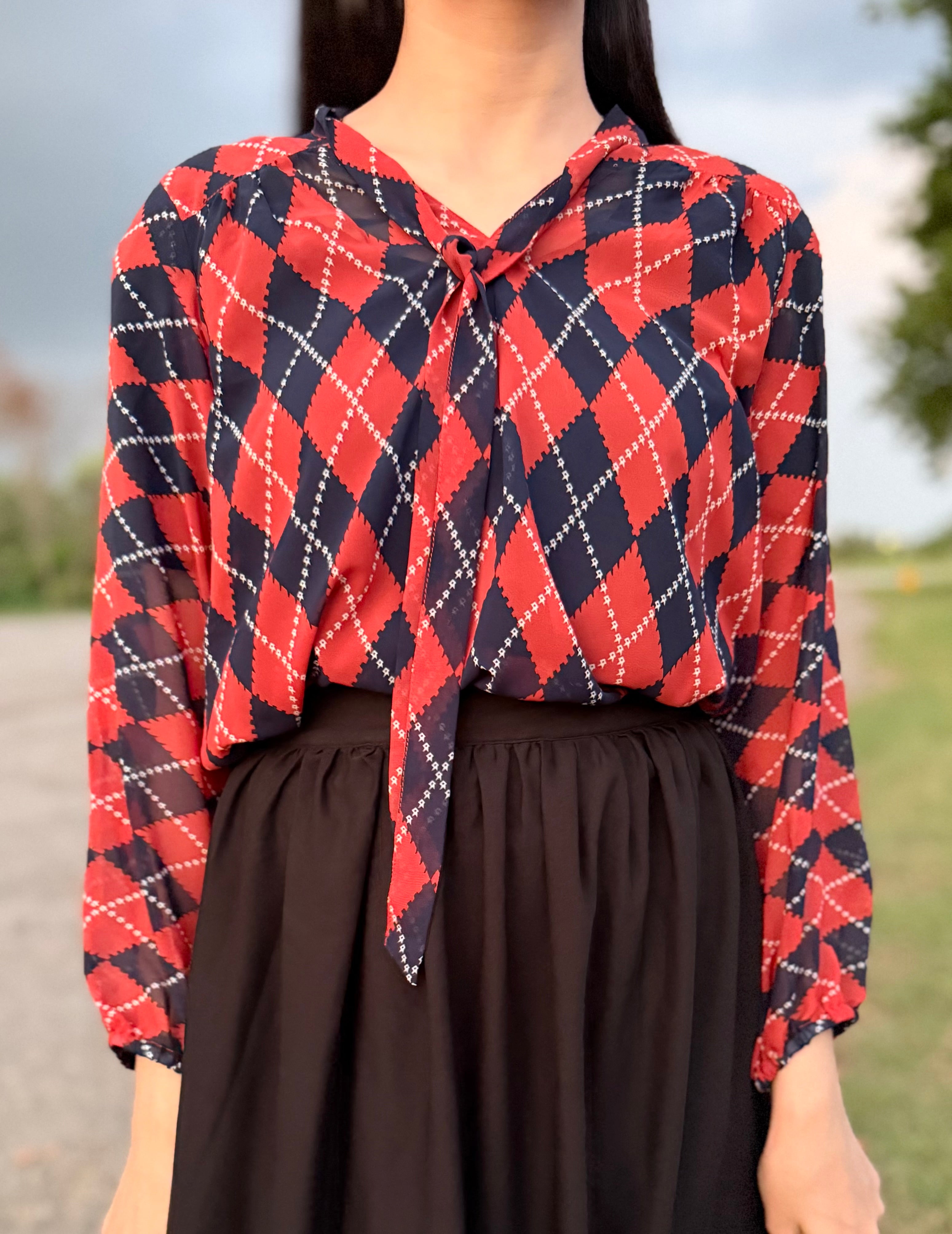 Black Skirt with Printed Shirt