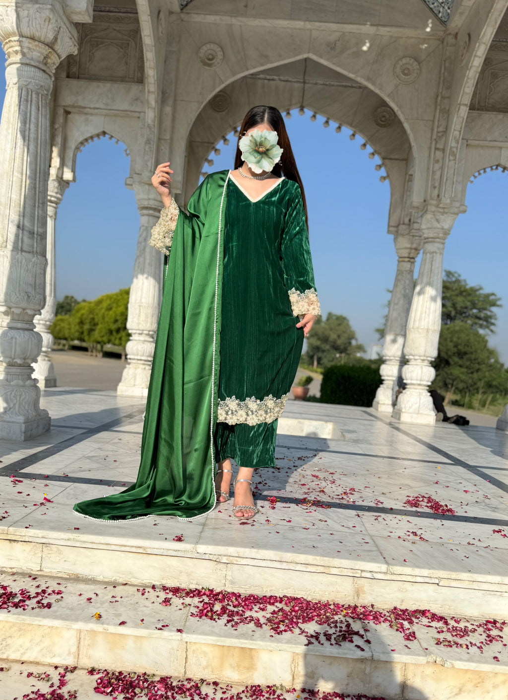 Green velvet formal wear